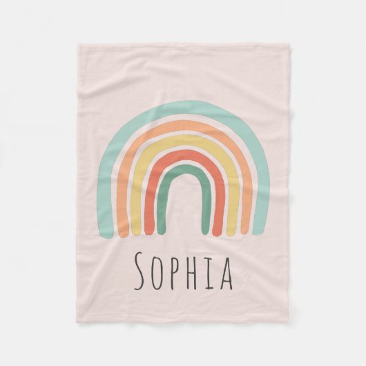 女の子ピンクボホレインボーキッズ フリースブランケット (正面)