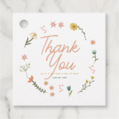 女の子ピンクボホワイルドフラワーベビーシャワー フェイバータグ (正面)