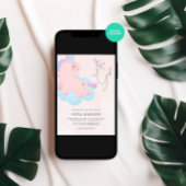 女の子ピンクポニー赤ちゃんシャワー 招待状