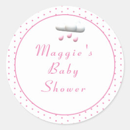 女の子ピンクポルカドット ラウンドシール