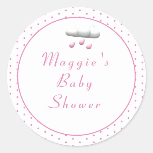 女の子ピンクポルカドット ラウンドシール (正面)