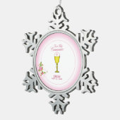 女の子ピンク最初の聖なる聖餐会，チャリス，ホスト，ロス スノーフレークピューターオーナメント (右)