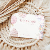 女の子ピンク甘いお菓子アイスクリーム サンキューカード