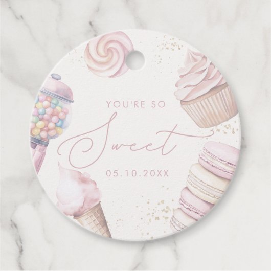 女の子ピンク甘いお菓子アイスクリーム フェイバータグ (正面)