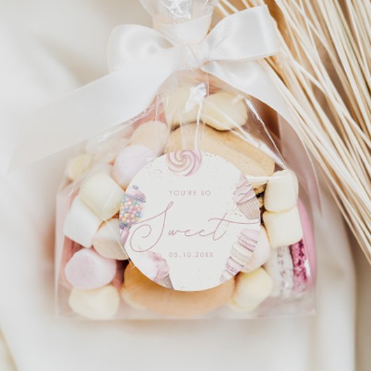 女の子ピンク甘いお菓子アイスクリーム ラウンドシール