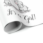 女の子ピンク象の母親の赤ちゃんシャワー ラッピングペーパー (ロールコーナー)