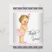 女の子ピンク赤ちゃんシャワーありがとう サンキューカード (正面)