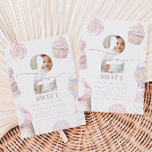 女の子ピンク2甘いお菓子アイスクリーム2歳の誕生日 招待状