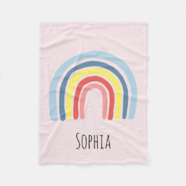 女の子ピンク·ボお洒落ホ·レインボーアンド·ネーム·キッズ フリースブランケット