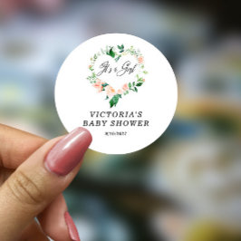 女の子ピーチの赤ちゃんシャワー ラウンドシール