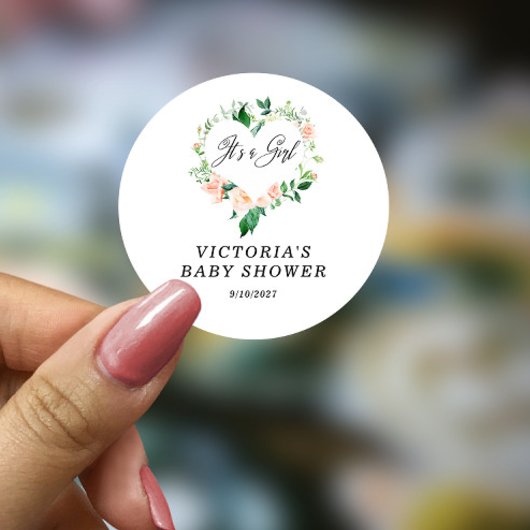 女の子ピーチの赤ちゃんシャワー ラウンドシール