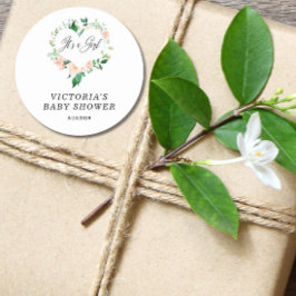 女の子ピーチの赤ちゃんシャワー ラウンドシール