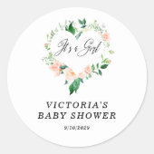 女の子ピーチの赤ちゃんシャワー ラウンドシール (正面)