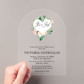 女の子ピーチ赤ちゃんシャワーアーチ アクリル招待状 (インサイチュ (ポータブル))