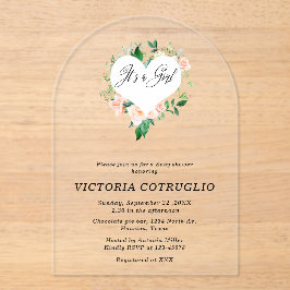 女の子ピーチ赤ちゃんシャワーアーチ アクリル招待状