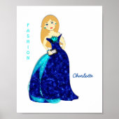 女の子ファッションファッションイラストレーション パーソナライズされた ポスター (正面)