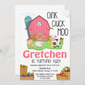 女の子ファーム動物2nd誕生日の招待 招待状 (正面/裏面)