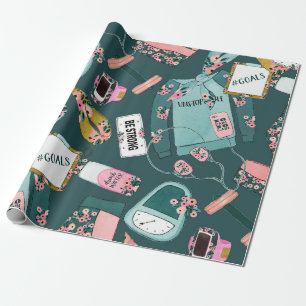 女の子フィットネスパターン ラッピングペーパー