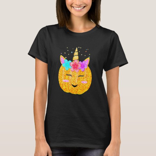 女の子フェアリーかぼちゃのハロウィンサンクスギビング Tシャツ (正面)