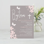 女の子フローラと蝶バプテスマ招待状 招待状 (スタンド正面)