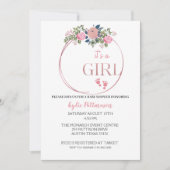 女の子フローラの赤ちゃんシャワー招待状カード セーブザデート (正面)