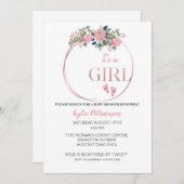 女の子フローラの赤ちゃんシャワー招待状カード セーブザデート (正面/裏面)