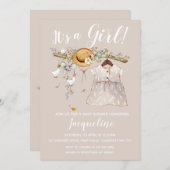 女の子フローラの赤ちゃんシャワー招待状 招待状 (正面/裏面)