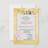 女の子フローラアルファベビーシャワー招待状 カード (正面)