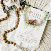 女の子フローラウッドランド熊ベビーガールシャワー 招待状