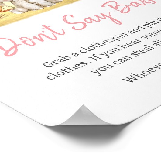 女の子フローラジャングルサファリ動物はベビーと言わない ポスター (角)