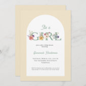 女の子フローラソフトイエローベイビーシャワー 招待状 (正面/裏面)