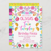 女の子フローラタコトゥーズデイメキシコの2番目の誕生日 招待状 (正面/裏面)