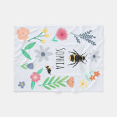 女の子フローラビーとウッドランドフラワーズキッズ子供部屋 フリースブランケット (正面(横))