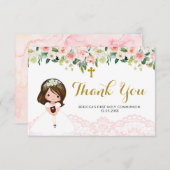 女の子フローラピンクファースト通信サンキューカード サンキューカード (正面/裏面)
