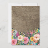 女の子フローラベビーシャワー招待状Burlap 招待状 (裏面)