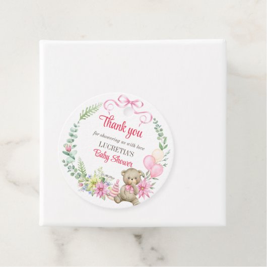 女の子フローラリースの赤ちゃんシャワー感謝していだ フェイバータグ (インサイチュ)
