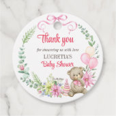 女の子フローラリースの赤ちゃんシャワー感謝していだ フェイバータグ (正面)