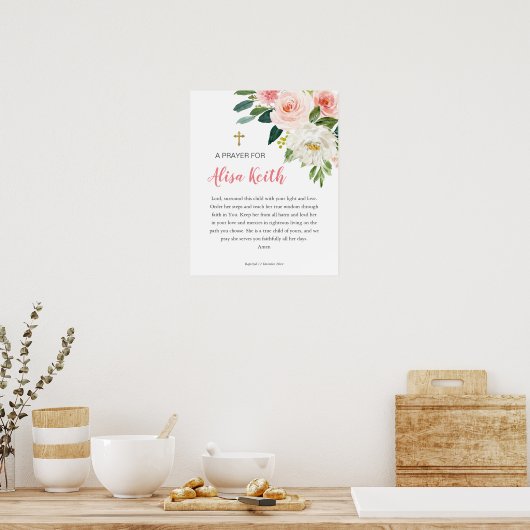 女の子フローラ印刷可能バプテスギフトポスター ポスター (キッチン)