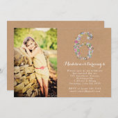 女の子フローラ6th誕生日パーティーへの招待 招待状 (正面/裏面)