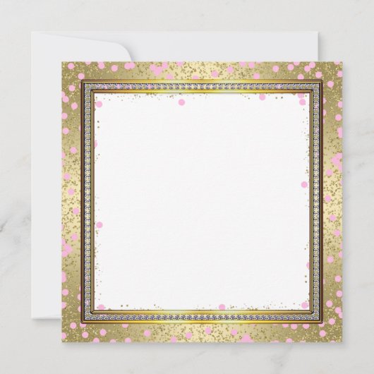 女の子プリンセス1st誕生日パーティーピンク金ゴールド 招待状 (裏面)