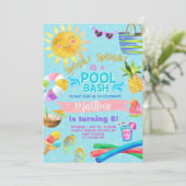 女の子プールパーティー、プールbash夏の招待状。 invi 招待状 (スタンド正面)