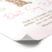 女の子ベアーバルーンベビーシャワー言わないベビー ポスター (角)