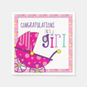 女の子ベイビーシャワーカクテルナプキン スタンダードカクテルナプキン (正面)