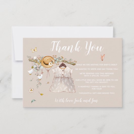 女の子ベイビーシャワーサンキューカード サンキューカード (正面)
