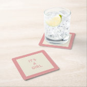 女の子ベイビーシャワー紙コースター スクエアペーパーコースター (インサイチュ)
