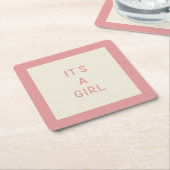 女の子ベイビーシャワー紙コースター スクエアペーパーコースター (アングル)