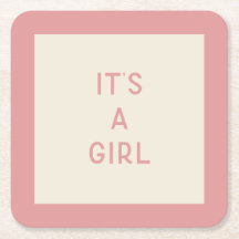 女の子ベイビーシャワー紙コースター