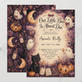 女の子ベイビーシャワー ハロウィン リトルブー 招待状 (正面/裏面)