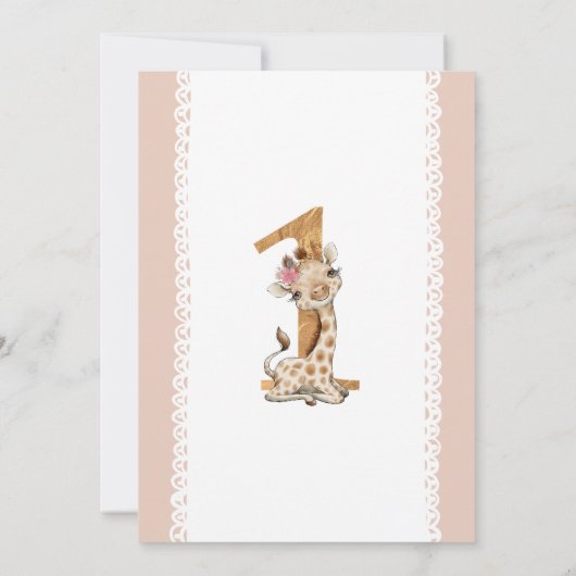 女の子ベビーキリン1st誕生日招待状 招待状 (裏面)