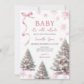 女の子ベビークリスマスの赤ちゃんシャワー外は寒い 招待状 (正面)